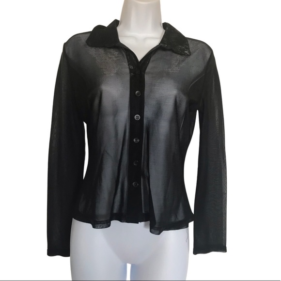 Sparkly Sheer Black Button up - Picture 2 of 7